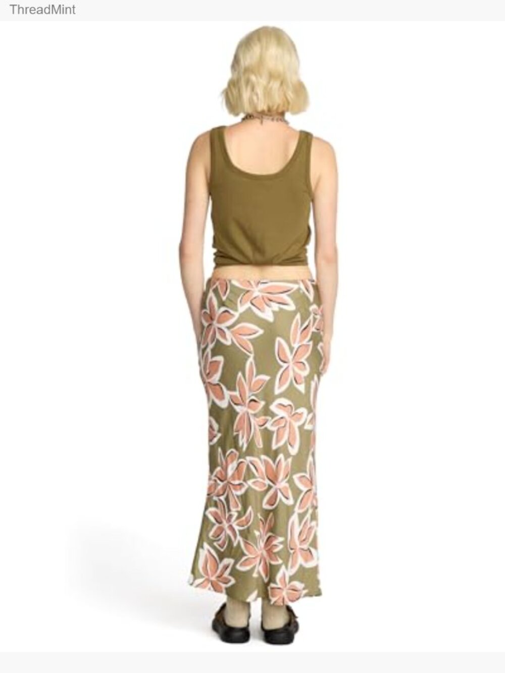 Midi Slip Skirt with Bias Cut, Side Zipper, Faced Waistband, 100% Viscose Matte - Picture 4 of 4